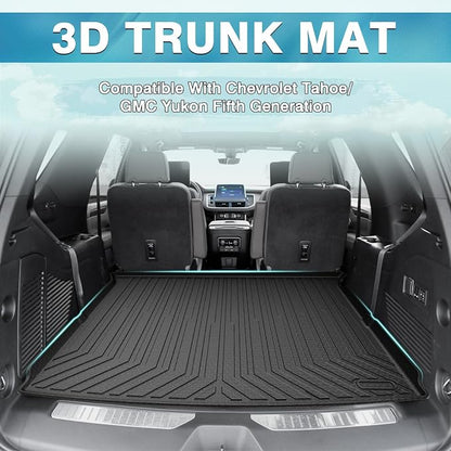 Mixsuper Cargo Liner for 2021-2025 2026 Chevrolet Tahoe/GMC Yukon, Behind The 2nd Row Seats, All Weather Cargo Mat Rear Trunk Liner Black