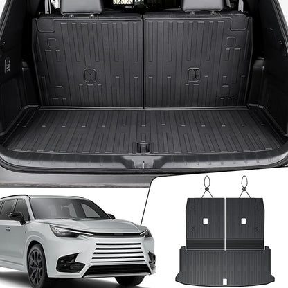 Cargo Mat with Backrest Mats for 2024 2025 2026 Lexus TX 350/500h/550h+, Fit with Subwoofer, All Weather TPE Protectors Cargo Liner Accessories for TX350/TX500h/TX550h+