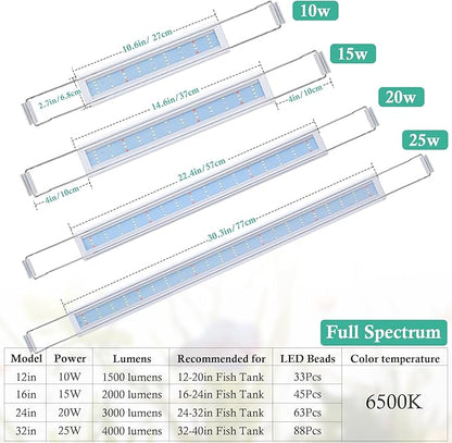 HITOP Full Spectrum LED Aquarium Light – 32-40" Classic Fish Tank Light with Timer, Aquarium Plant Light with Stable Extendable Brackets