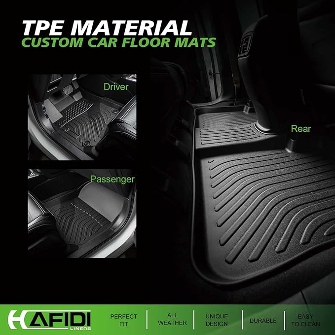 HAFIDI® Floor Mats Fit for 2022-2024 2025 2026 Ford Maverick (Not for Hybrid) All Weather Protection TPE Anti-Slip Automotive Floor Liners, Fits 1st & 2nd Row Full Set Custom Accessories, Black