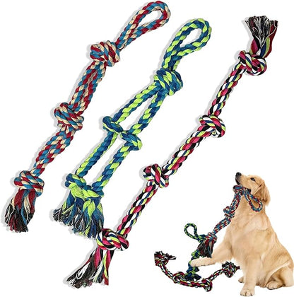 3-Pack Heavy Duty Dog Rope Toy, Tough Chew Toys, Durable Interactive Tug of War &Teeth Cleaning Ropes for Large and Medium Aggressive Chewers (3-Pack, Large)