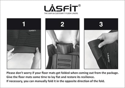 LASFIT Floor Mats for Jeep Grand Cherokee 2013-2015, for Dodge Durango 2013-2015 (Not for 6-seat), All Weather TPE Custom Fit Car Mats Floor Liners 1st & 2nd Row, Black