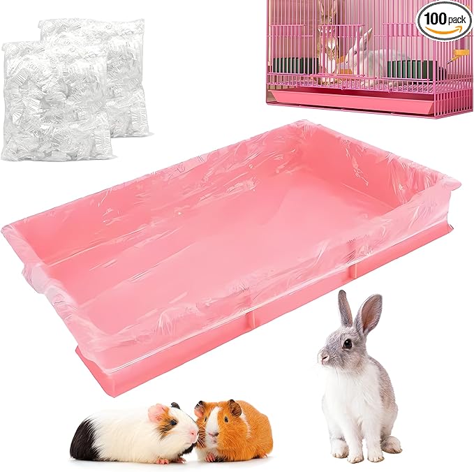 100 Pcs Disposable Cage Liners 27.6' X 19.7'' - Clear, Plastic Toilet Film for Bunny, Hamster, Totoro, Hedgehog, Guinea Pig & Small Animal Habitats