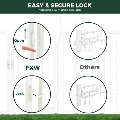 FXW Rollick Unleashed Dog Playpen for Indoor, Yard, RV Camping, 45 inch 8 Panels for Large Dogs, White│Patented