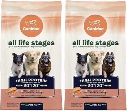 CANIDAE All Life Stages High Protein Dry Dog Food, Salmon & Ancient Grains Recipe, 4 lbs. (Pack of 2)