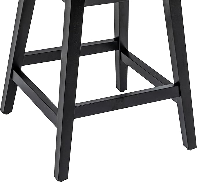 Bar Stools Set of 2, 26 Inch Upholstered Barstools with 13.8" High Back and Footrest, Swivel Counter Height Barstools for Kitchen Island Home Bar Performance Fabric Black