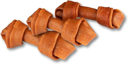 Ultra Chewy Turkey Tendon Knotted Bones for Dogs - Premium All-Natural, Hypoallergenic, Long-Lasting Dog Chew Treat, Easy to Digest, Ingredient Sourced from USA (5 Inches - 3 Pack)