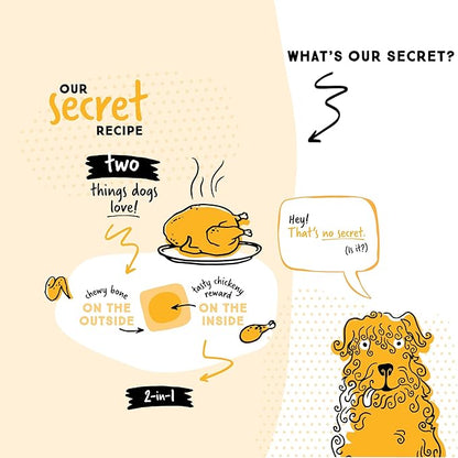 Ultra Chewy Double Treat Bones: Long-Lasting Treats Made in USA for Large and Small Breeds, Highly Digestible, for Aggressive Chewers (Peanut Butter and Chicken Flavor, 2 Packs)