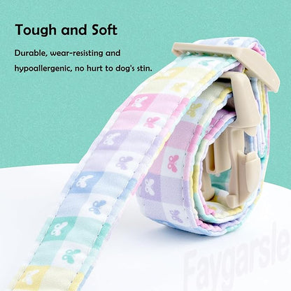 Faygarsle Pastel Butterfly Print Dog Collar, Adjustable with Quick-Release Buckle, Lightweight Summer Design for Small Medium Large Dogs Colorful S