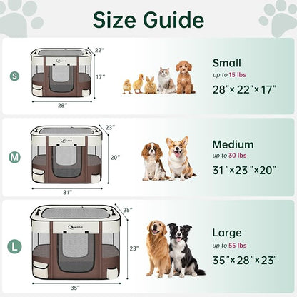 Siedihit Dog Playpen, Cat Pet Puppy Crate, Portable Playpens Indoor Outdoor (Brown, Small)