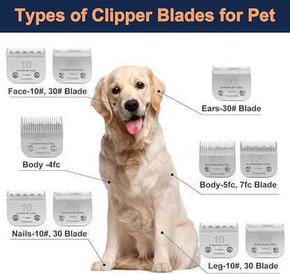 Clipper Blades Pet Grooming Clipper Replacement Blades Detachable Blade Compatible with andis/wahl/Oster Dog Clippers (10#&30#)