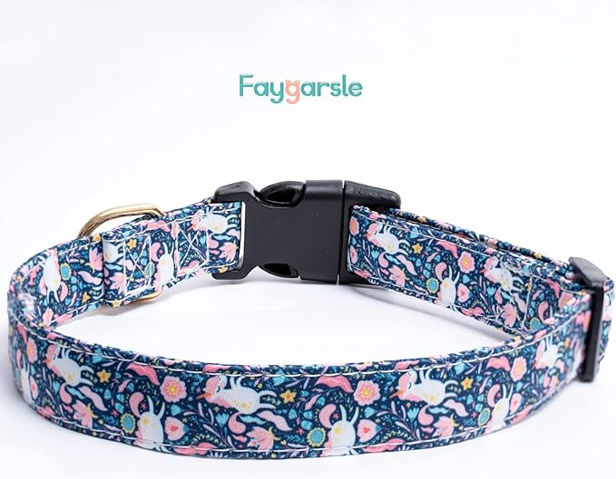 Faygarsle Cotton Designer Dogs Collar Cute Unicorn Dog Collars for Girl Female Small Medium Large Dogs with Unicorn Charms XS