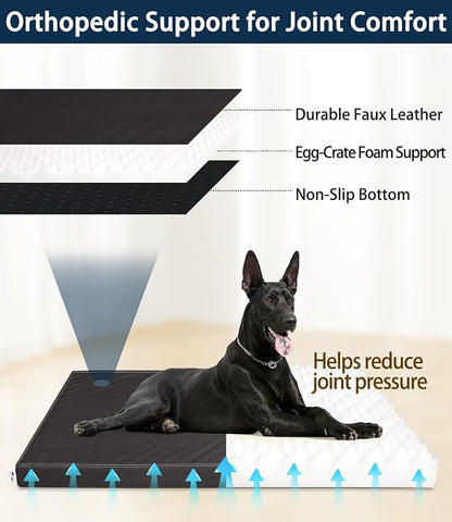 Waterproof Vinyl Leather Dog Bed for Small Dogs, Wipeable Dog Pad, Easy to Clean, Pet Hair Resistant Kennel Bed
