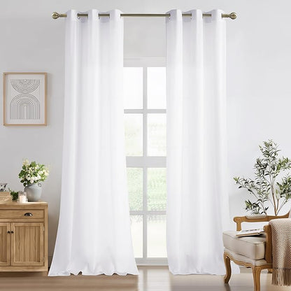NICETOWN White Privacy Sheer Curtains 94 Inches Long for Living Room Bedroom 2 Panels Set Non-See-Through Semi Sheer Curtains Light Filtering Window Drapes, 42" W