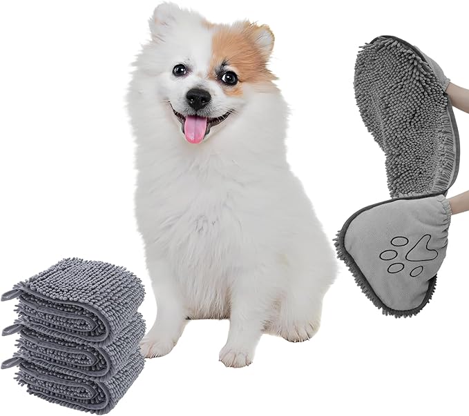 Quick Dry pet Dog Towels,Ultra Absorbent Microfiber, Suitable Dog and cat Bath Towel, Comfortable Hand Pockets, Indoor Outdoor Use,Durable Material,Machine Washable (24.4 * 9.8in)