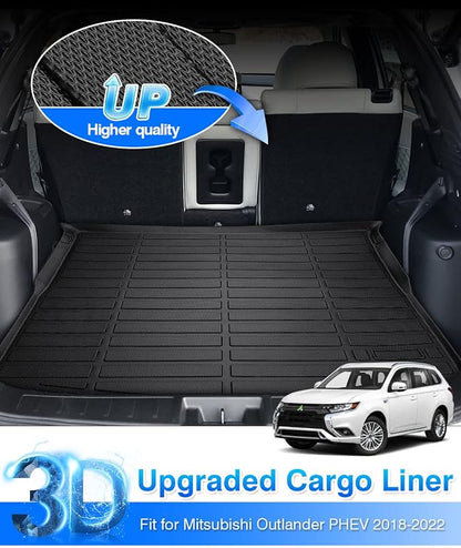 Cartist Cargo Liner Custom Fit for Mitsubishi Outlander PHEV 2018-2022 All Weather Trunk Mat High Side Waterproof Black TPE
