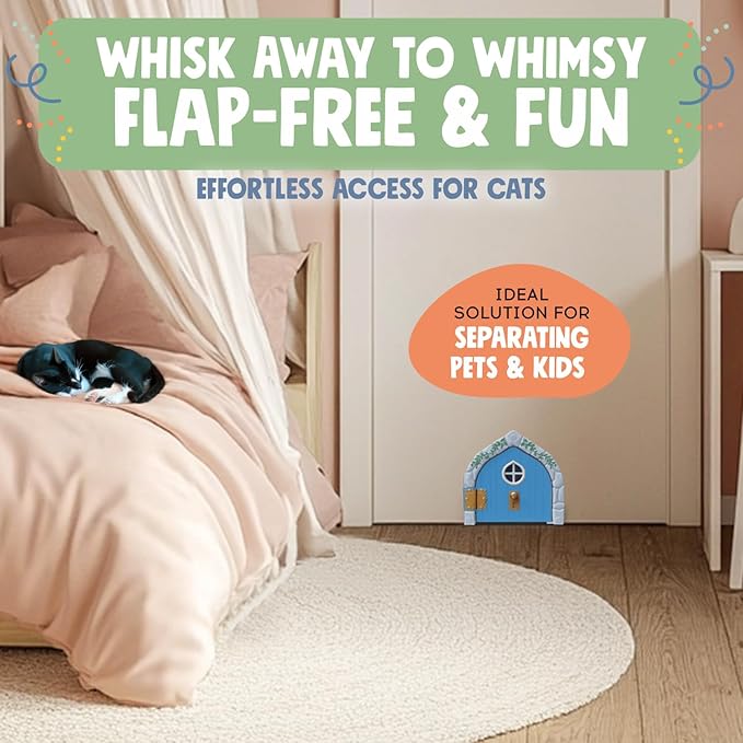 Fairy® Door Interior Pet Door - Large Cat Door for Cats Up to 20 lbs, Durable & Versatile Indoor Kitty Door for Solid or Hollow Core, Stylish Cat Hole, Comfortable, Easy Install, with Tight Lock