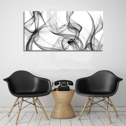 XXMWallArt FC3875 Abstract Wall Art Light Streak Black and White Abstract Line Canvas Wall Art for Living Room Bedroom Bathroom Office Wall Decor