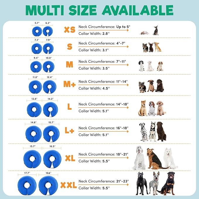 BENCMATE Inflatable Dog Cone Collar Alternative, Soft Dog Cone for Small Medium Large Dogs and Cats, Neck Recovery ECollar Donut Collar After Surgery (Medium, Rainbow)