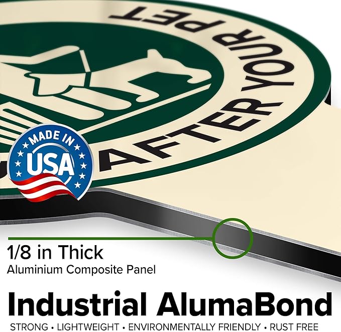 Please Clean Up After Your Pet Sign 11"x21", Heavy Duty Integrated Ground Stakes, Indoor/Outdoor Use, Rust Free Aluminum Composite, Made in USA by My Sign center