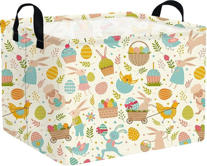 Rectangular Cute Easter basket,Easter basket empty,Storage Basket for baby Bedroom,Toy Gift Organizerm,Kids Storage Bin,Gift baskets,Easters Home Decor(Cute Easter eggs)