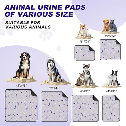 WanpeeGoo Washable Pee Pads for Dogs, 2Pack Reusable Puppy Pads, Super Absorbent & Leakproof Dog Pads, Anti-Slip Dog Pee Pads for Puppy Training & Incontinence, Feather Pattern 18"x24"