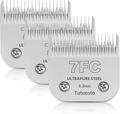 Clipper Blades Pet Grooming Clipper Replacement Blades Detachable Blade Compatible with andis/wahl/Oster Dog Clippers (7FC# 3PACK)