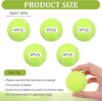DIVINA VITAE 20Pcs Small Tennis Balls for Dogs, 2 Inch Colorful Mini Tennis Balls Fits All 2 Inch Dog Ball Launchers(Yelllow)