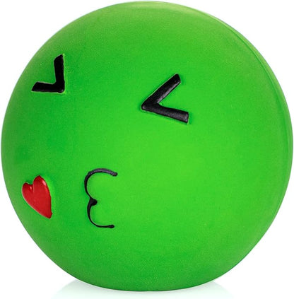 CHIWAVA 3 Pack 2.7'' Latex Squeaky Dog Toy Ball Smiley Face Round Balls Interactive Fetch Play for Medium Dogs