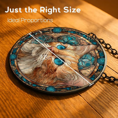 Stained Glass Window Hanging， Cat Face 7.8in Sun Catchers Indoor Window， Core Decor Inside and Outside The Cottage， Cat Lover Decor， Decorative Gifts for Women