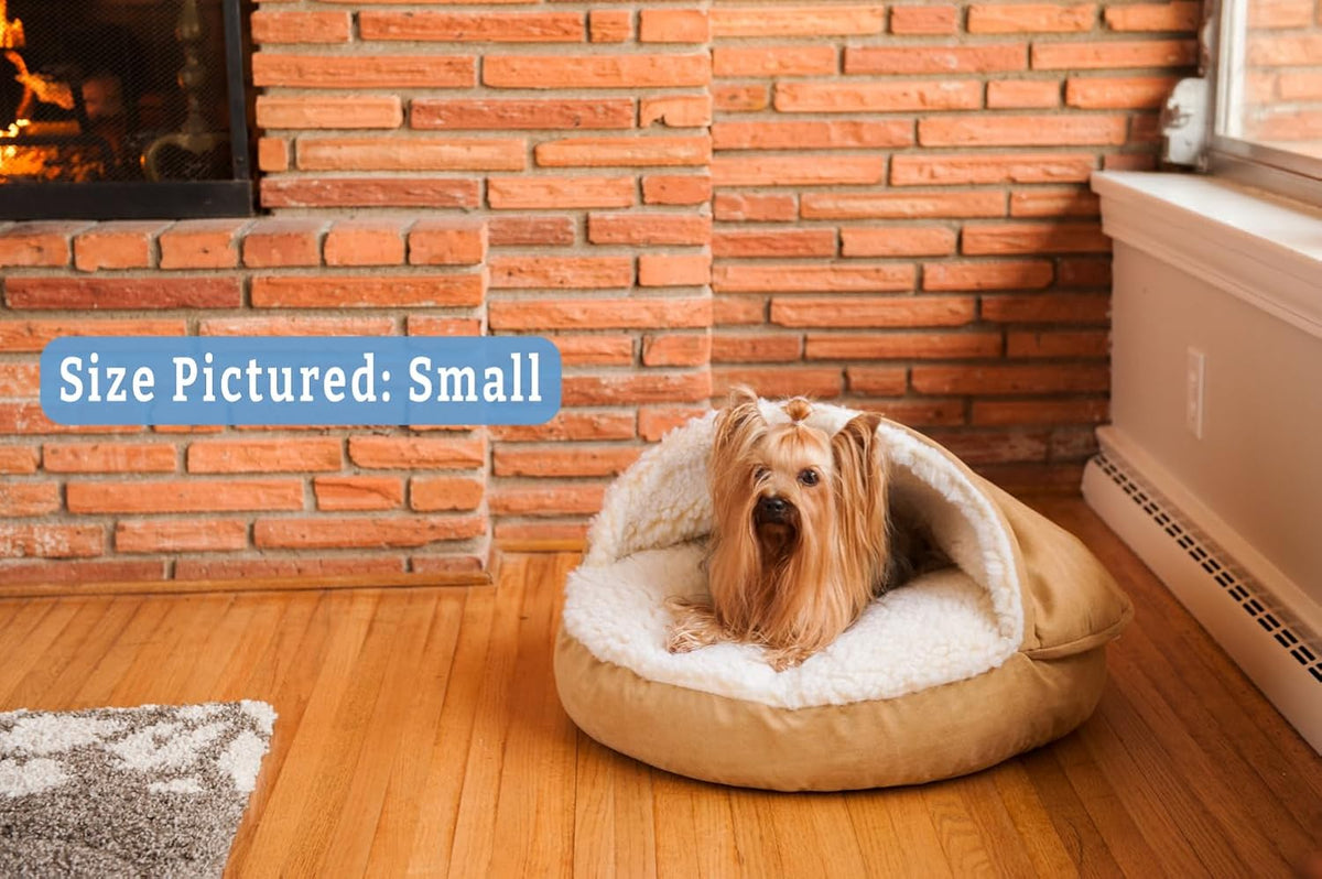 Snoozer Luxury Microsuede Cozy Cave Pet Bed, Large, Camel