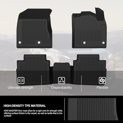 KIWI MASTER Floor Mats for 2021-2026 Nissan Rogue (Not Sport), OEM Replacement T99E4-6RR0B, Custom Fit All Weather Car Mats, Heavy Duty TPE Floor Liners, Front & Rear 2 Row, Black