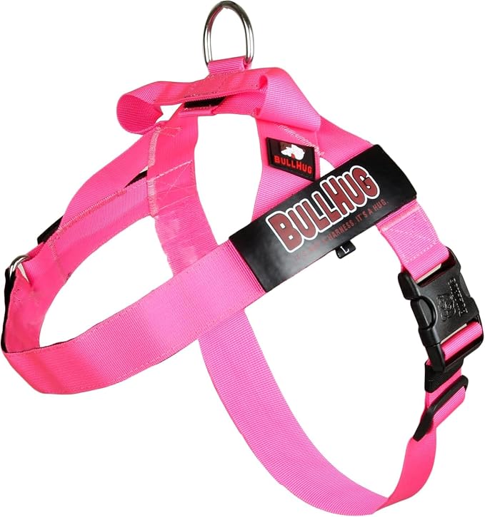 Adjustable Dog Harness– No Pull, No Choke – for English Bulldogs, French Bulldogs, Pugs & Broad-Chested Breeds – Easy, Safe Walks (NEON Pink, Small)