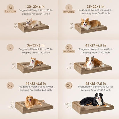 EHEYCIGA XXL Dog Bed Memory Foam, Orthopedic Giant Dog Bed Jumbo with Washable Removable Cover, Waterproof Pet Sofa Couch with Nonskid Bottom, 48x35x7.5, Camel | Washable Removable Cover, Waterproof Flat Pet Sofa Couch with Nonskid Bottom, 48x35x7.5