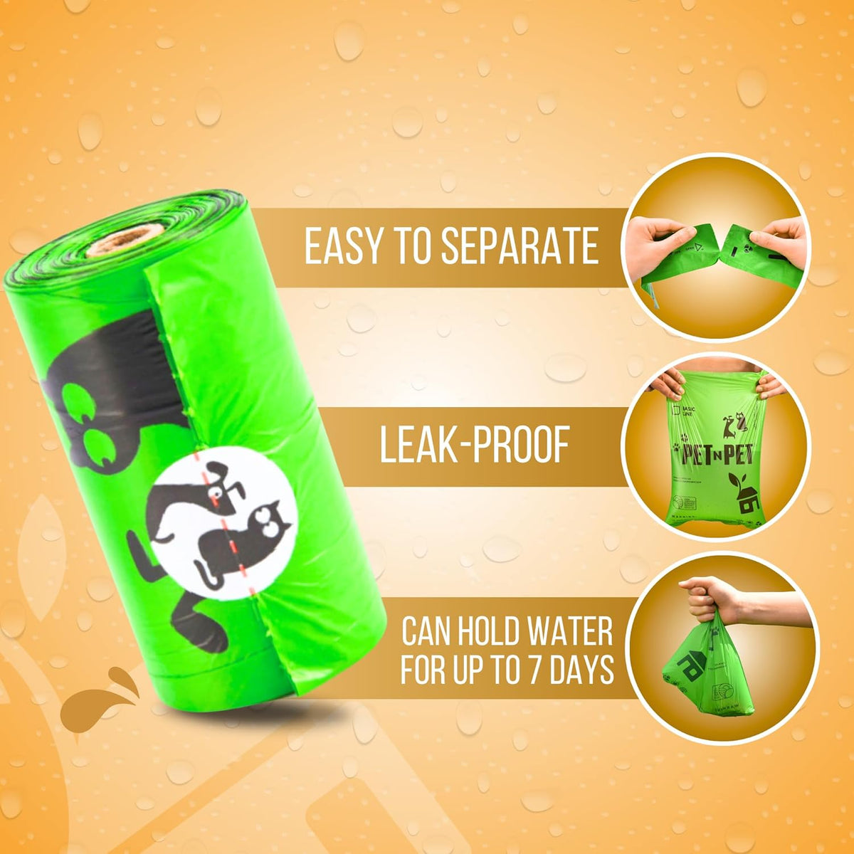 Pet N Pet 270 Counts Green Poop Bags for Dogs, 38% Plant Based & 62% PE Extra Thick Dog Poop Bags Rolls, 9" x 13", Unscented Dog Waste Bag, Pet Supplies for Dogs