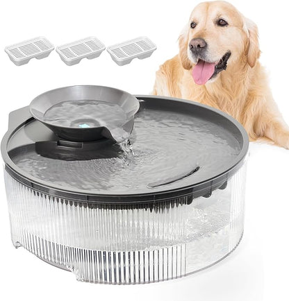 Dog Water Fountain, 5L/169oz Pet Water Fountain with Transparent Design and 3 Filters, Dog Water Bowl Dispenser with Quiet Pump, Ideal for Dogs, Cats and Multi-pet households