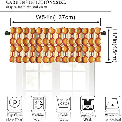 Retro Geometric Pattern Valance Curtains, Vintage 1970S Groovy Bauhaus Mid Century Modern Window Curtain Valance for Bedroom Living Room Kitchen 54x18inch