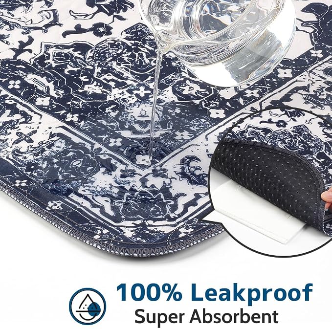 Washable Pee Pads for Dogs, 2 Pack Reusable Puppy Training Pads 48"x48" Super Absorbent Waterproof Dog Training Pads, Non-Slip Potty Pads, Whelping Pads Litter Mat Navy Blue