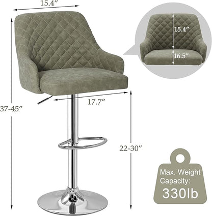 VECELO Adjustable Bar Stools Set of 2, Bar Height Stools for Kitchen Counter