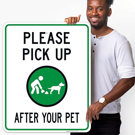 Clean Up After Your Dog Sign, Please Pick Up After Your Pet Sign, 24x30 Inches, 55 mil Thick HDPS (high Density polystyrene), Made in USA
