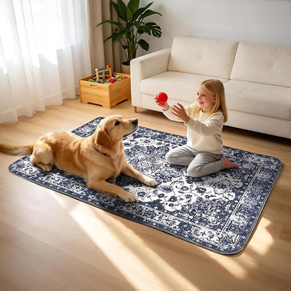 Washable Pee Pads for Dogs, 2 Pack Reusable Puppy Training Pads 48"x32" Super Absorbent Waterproof Dog Training Pads, Non-Slip Potty Pads, Whelping Pads Litter Mat Navy Blue