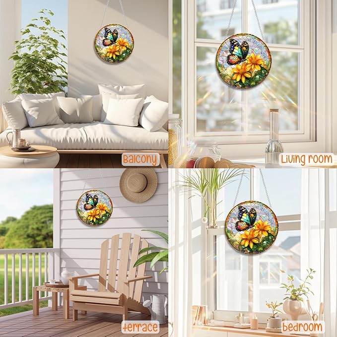 Sun Catchers Indoor Window, Acrylic Rainbow Suncatcher Window Hanging Decoration for Living Room Bedroom Summer Home Balcony Ornaments Decoration