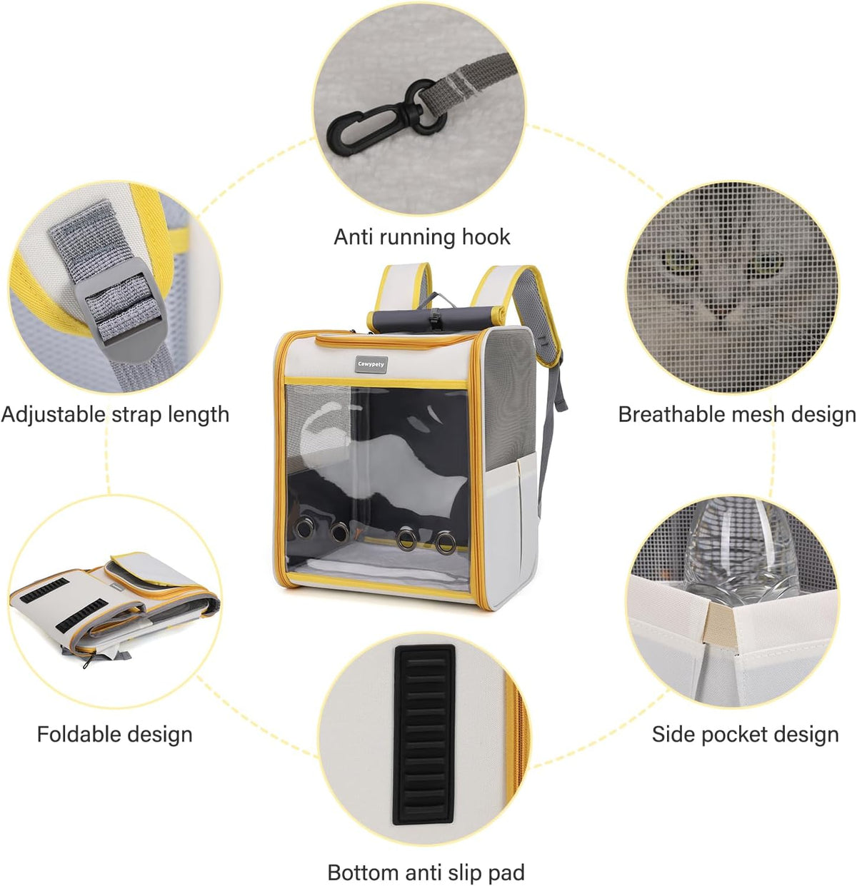 Cat Backpack Carrier, Collapsible and Breathability Cat Carrier Large for Cat Under 16 lbs, Dog and Small Pet Carrier Bag Used in Travel, Car