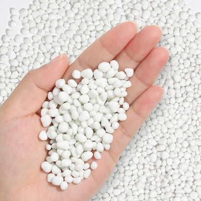 T4U Tumbled Chips Stones Crushed White Gravels 1 LB, Irregular Shaped Natural Rock Pebbles, DIY Polished Rocks for Potted Plant,Bonsai,Vase Fillers Aquarium Decoration, Aquarium Gravel Rocks