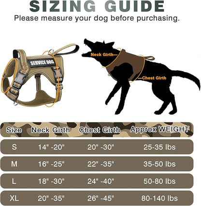 WINSEE Tactical Dog Harness, No Pull Dog Harness for Medium Large Dogs with Handle & Molle, Military Service Dog Vest Harness in Training Pet Harness for Small Dogs