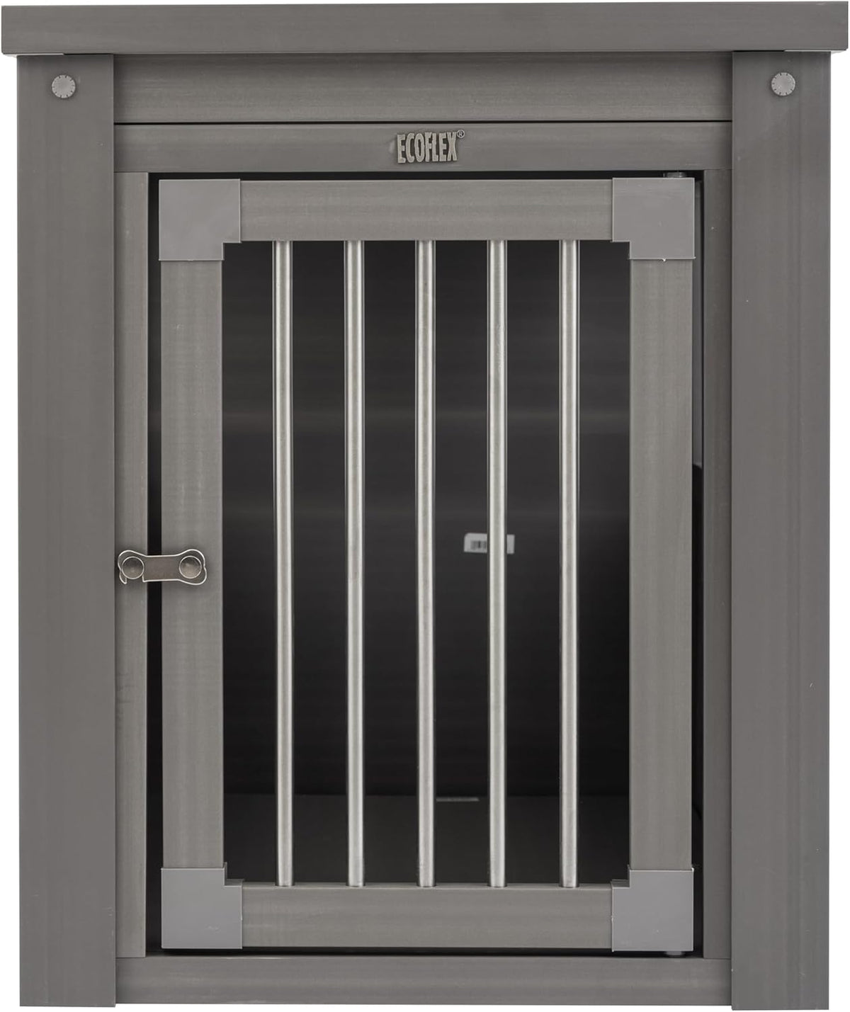 New Age Pet ECOFLEX Dog Crate End Table - Furniture-Style Pet Crate for Crate Trained Dogs - Stainless Steel Tubing & a Latched Closure - 10 Year Manufacturer's Warranty, Medium