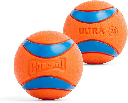 Chuckit! Ultra Ball Dog Toy - Medium Bouncy Fetch Balls For Dogs 20-60 lbs - Made from Durable Rubber - Floating Water Pet Toys - Size Medium - 2.5-inch Diameter - Pack of 2