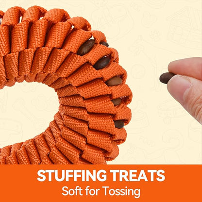 AUSCAT Carrot Dog Rope Toy, Durable Tug of War Toy with Squeaker, Braided Teething Toys for Small Medium Large Dogs