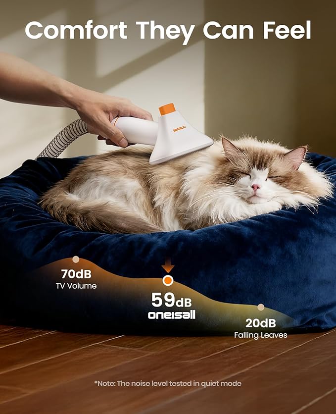 oneisall Dog Grooming Vacuum - 15000Pa Suction, Captures 99% Pet Hair to Reduce Shedding, Dog Grooming Clippers & Quiet Brush (≤59dB) with 4 Accessories, 2L Dust Canister for Home Cleaning（Orange） | 15000Pa Suction Power, Dog Grooming Kit, Low Noise≤59...