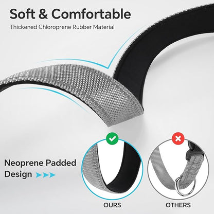 Reflective Dog Collar with Quick Release Buckle - Metal Ring - Adjustable Soft Neoprene Padded Basic Dog Collar for Small Medium Large Dogs (LightGray, Small :Width 1",Neck 11.8-15.7")